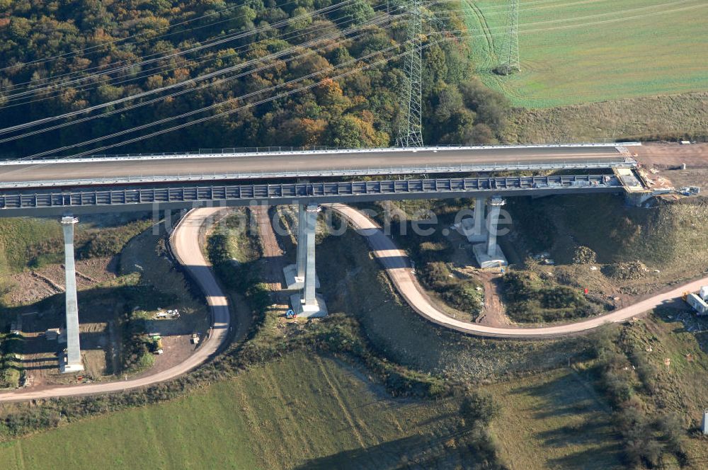 Ettenhausen aus der Vogelperspektive: Baustelle Nesseltalbrücke bei Ettenhausen