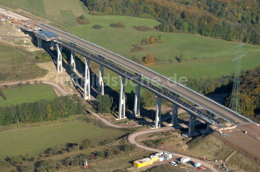 Ettenhausen von oben - Baustelle Nesseltalbrücke bei Ettenhausen