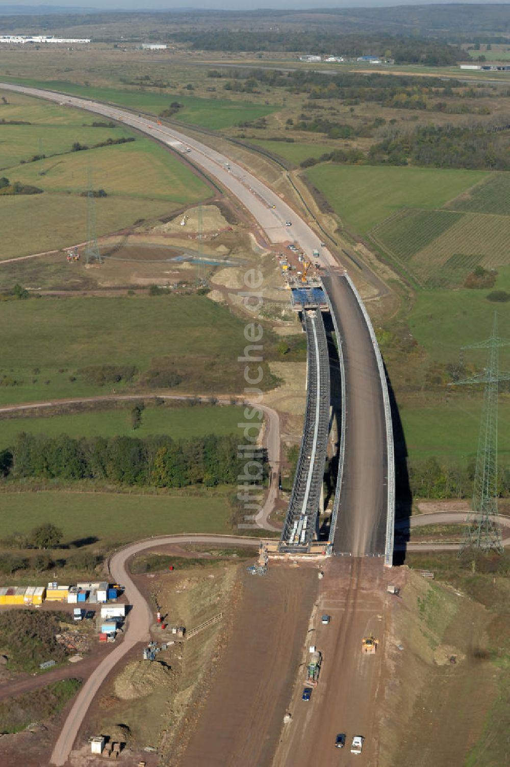 Luftaufnahme Ettenhausen - Baustelle Nesseltalbrücke bei Ettenhausen