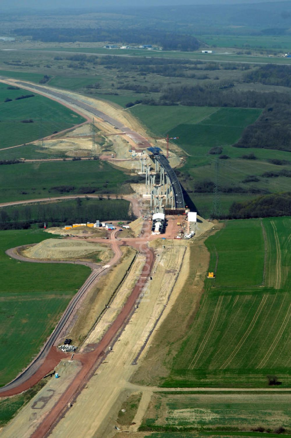 Luftbild Ettenhausen - Baustelle Nesseltalbrücke der A4 bei Ettenhausen