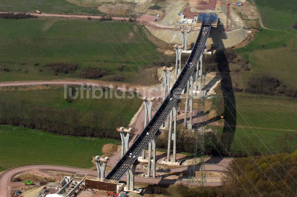 Luftaufnahme Ettenhausen - Baustelle Nesseltalbrücke der A4 bei Ettenhausen