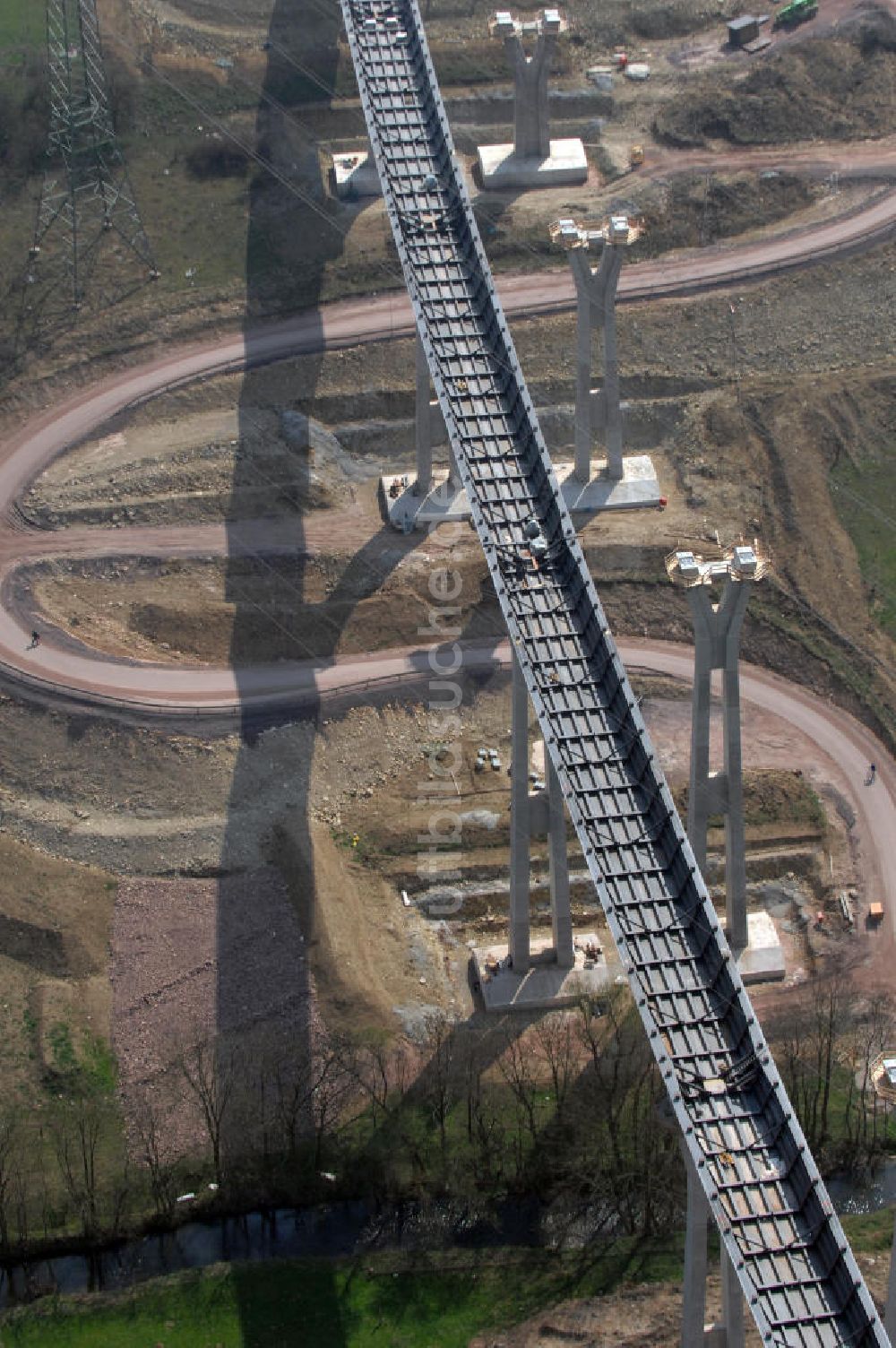 Luftbild Ettenhausen - Baustelle Nesseltalbrücke der A4 bei Ettenhausen