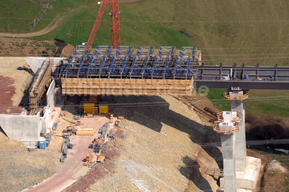 Luftbild Ettenhausen - Baustelle Nesseltalbrücke der A4 bei Ettenhausen