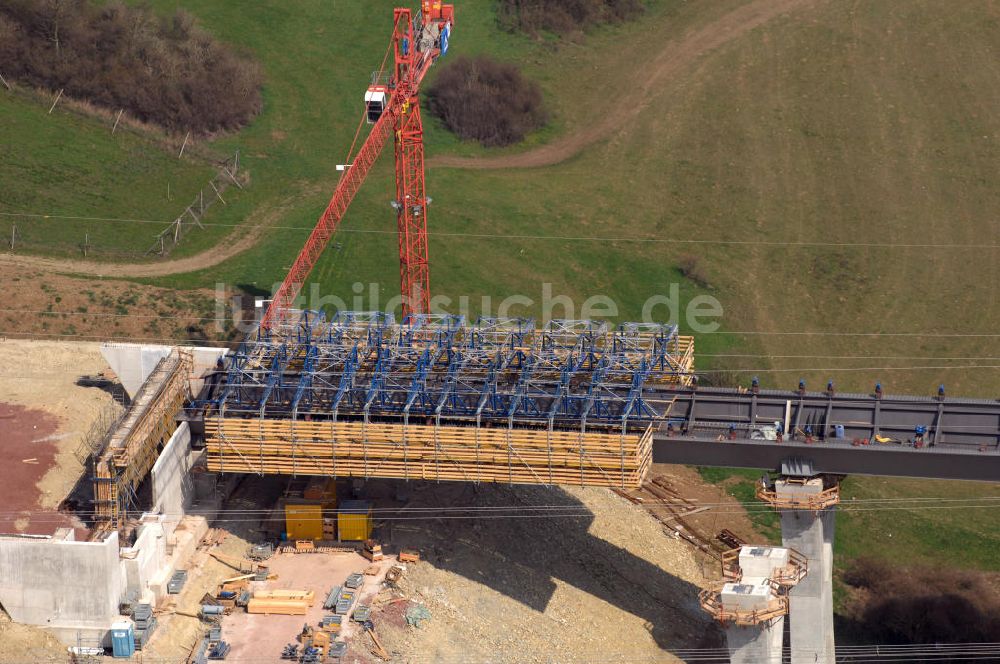 Luftaufnahme Ettenhausen - Baustelle Nesseltalbrücke der A4 bei Ettenhausen