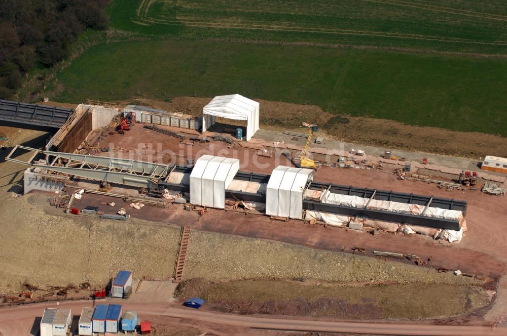 Luftbild Ettenhausen - Baustelle Nesseltalbrücke der A4 bei Ettenhausen