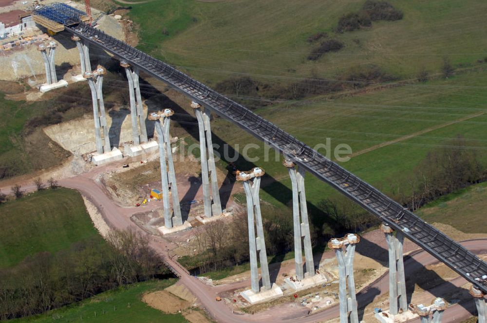 Luftaufnahme Ettenhausen - Baustelle Nesseltalbrücke der A4 bei Ettenhausen