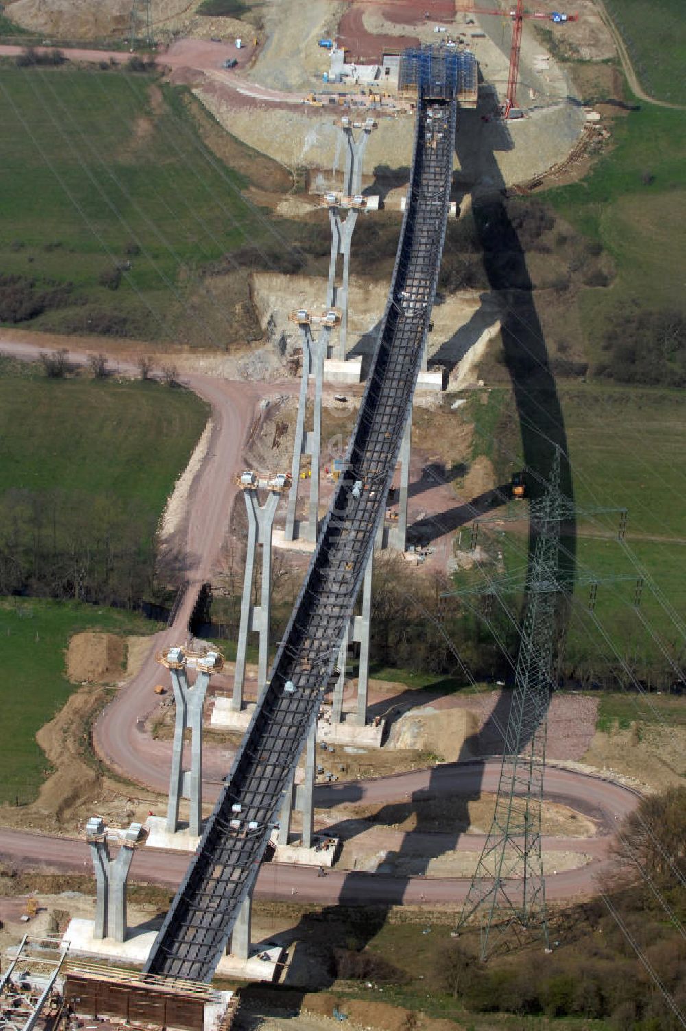 Luftbild Ettenhausen - Baustelle Nesseltalbrücke der A4 bei Ettenhausen