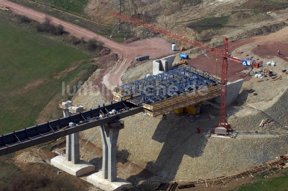 Luftaufnahme Ettenhausen - Baustelle Nesseltalbrücke der A4 bei Ettenhausen