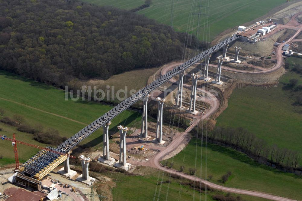 Luftbild Ettenhausen - Baustelle Nesseltalbrücke der A4 bei Ettenhausen