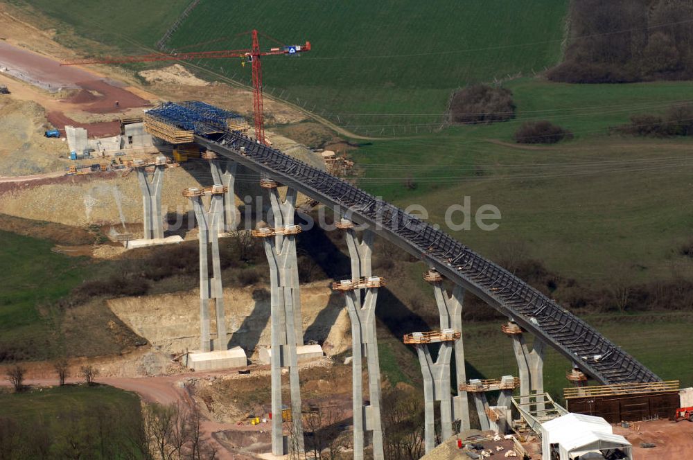 Luftaufnahme Ettenhausen - Baustelle Nesseltalbrücke der A4 bei Ettenhausen