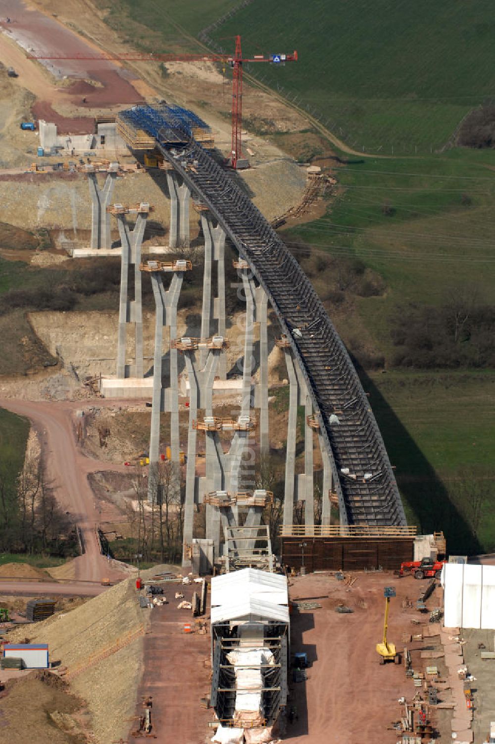 Luftbild Ettenhausen - Baustelle Nesseltalbrücke der A4 bei Ettenhausen