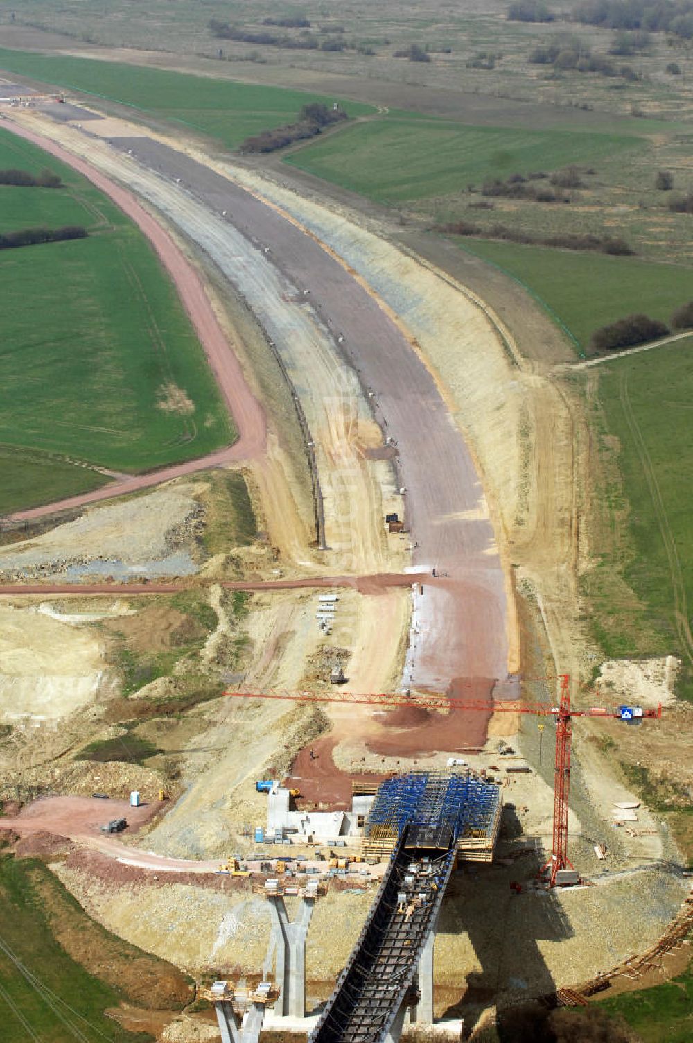 Ettenhausen von oben - Baustelle A4 an der Nesseltalbrücke bei Ettenhausen