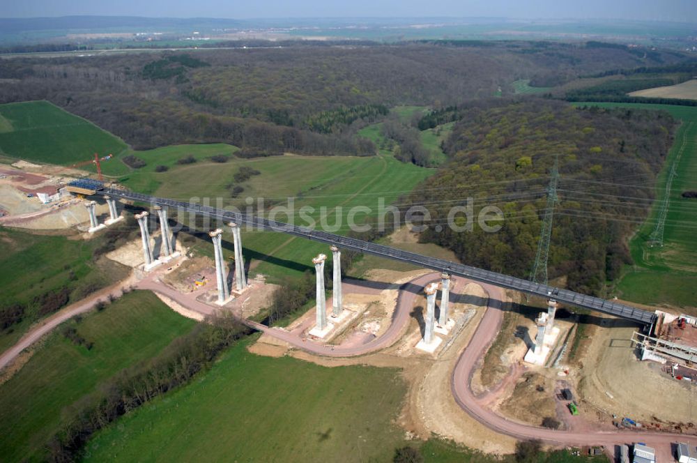 Luftbild Ettenhausen - Baustelle Nesseltalbrücke der A4 bei Ettenhausen