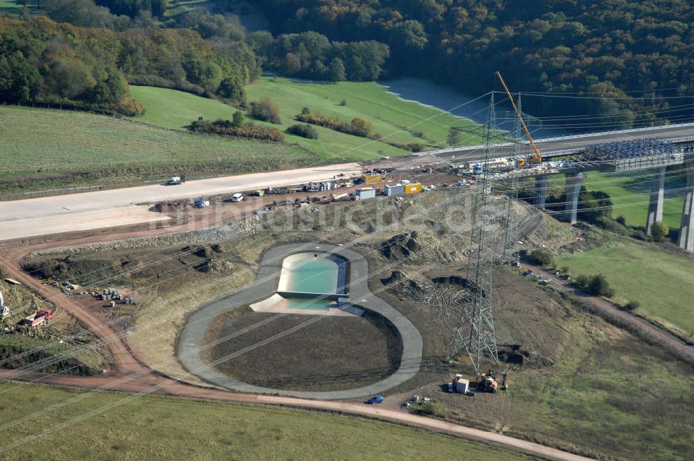 Luftbild Ettenhausen - Baustelle Nesseltalbrücke und Regenrückhaltebecken bei Ettenhausen