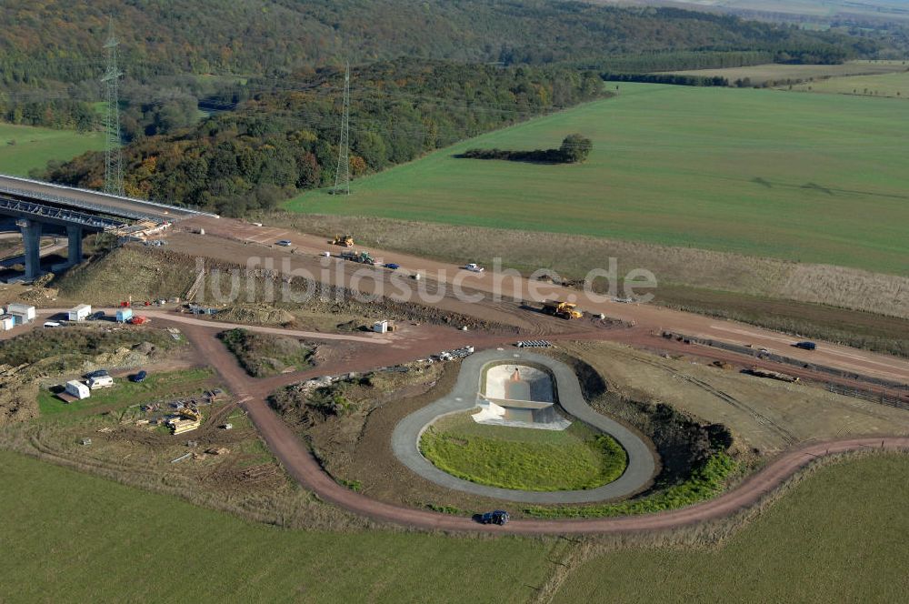 Luftbild Ettenhausen - Baustelle Nesseltalbrücke mit Regenrückhaltebecken bei Ettenhausen