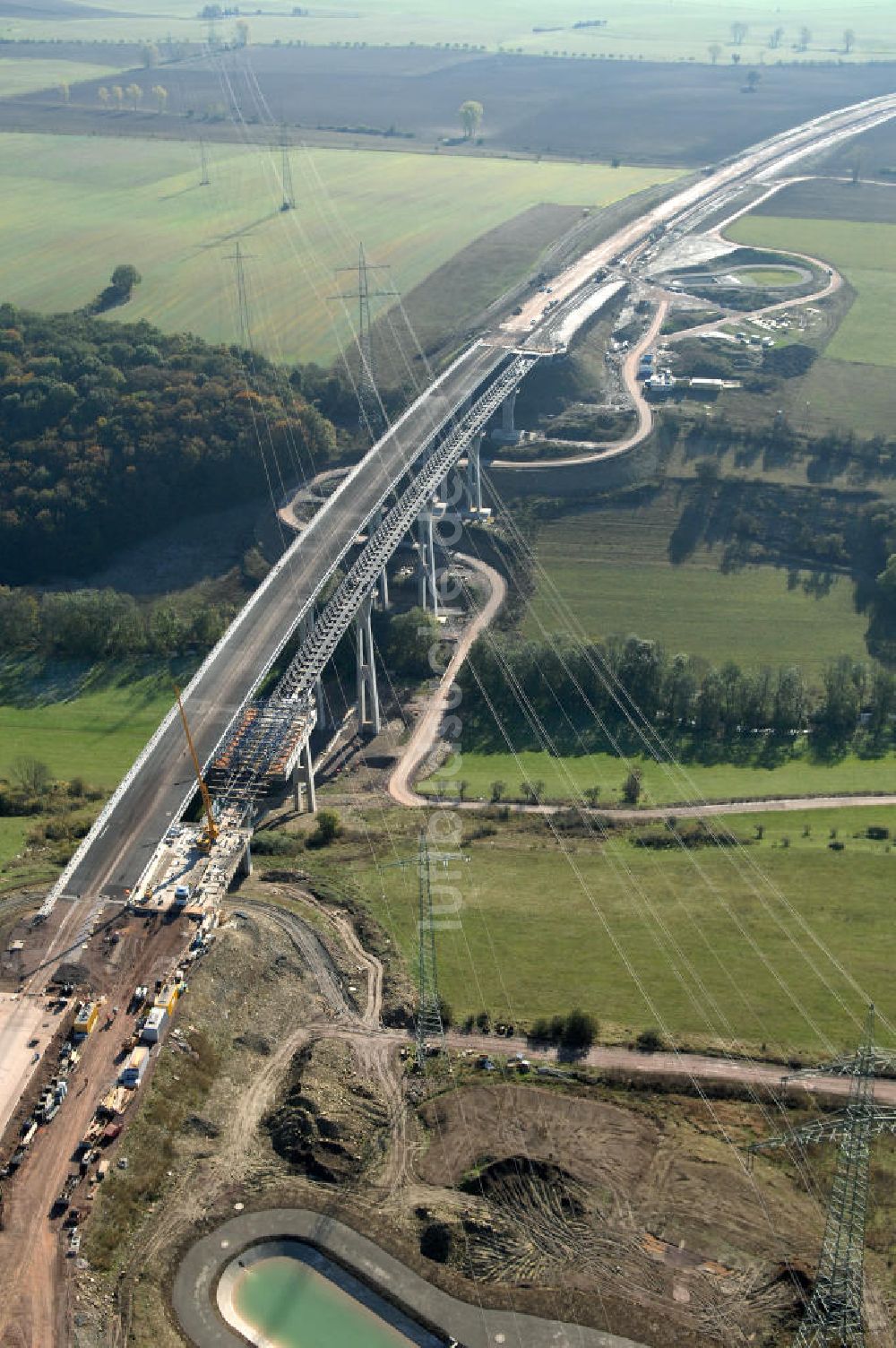 Luftbild Ettenhausen - Baustelle Nesseltalbrücke und Regenrückhaltebecken bei Ettenhausen