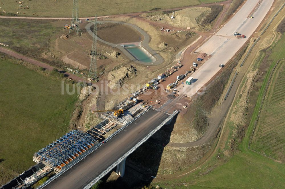 Luftbild Ettenhausen - Baustelle Nesseltalbrücke und Regenrückhaltebecken bei Ettenhausen