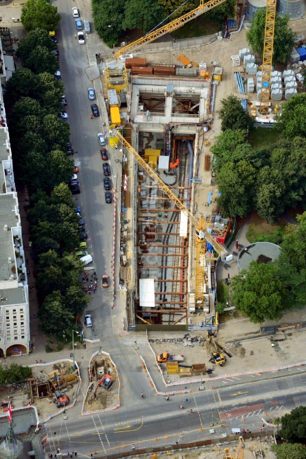 Luftaufnahme Berlin - Baustelle Neubau Bahnhof Berliner Rathaus in Berlin-Mitte