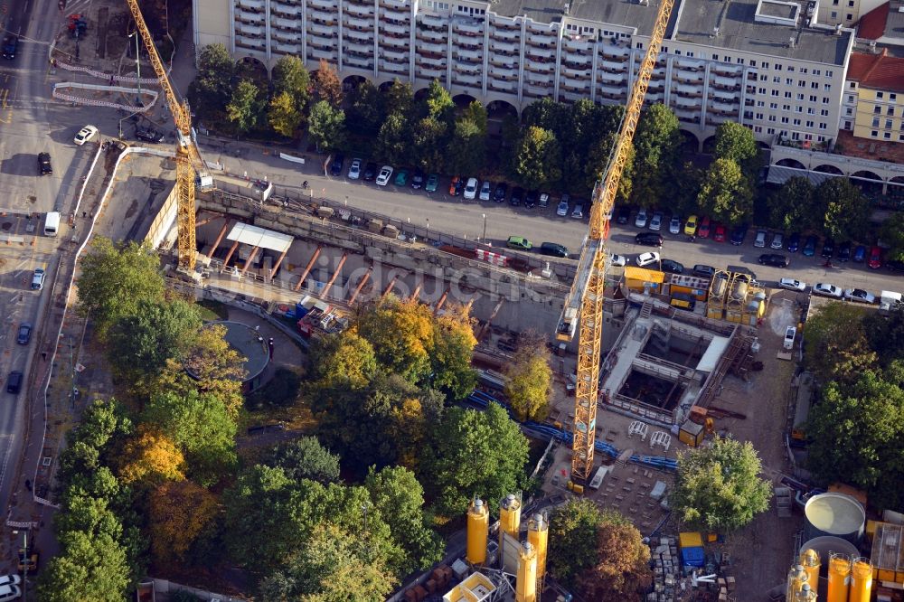 Luftaufnahme Berlin - Baustelle Neubau Bahnhof Berliner Rathaus in Berlin-Mitte