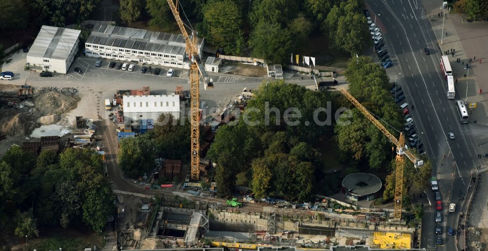 Luftbild Berlin - Baustelle Neubau U-Bahnhof - Tunnel am Bahnhof Berliner Rathaus in Berlin-Mitte