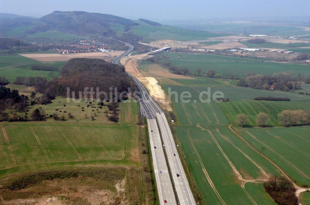 Sättelstädt aus der Vogelperspektive: Baustelle Neubau A4 bei Sättelstädt