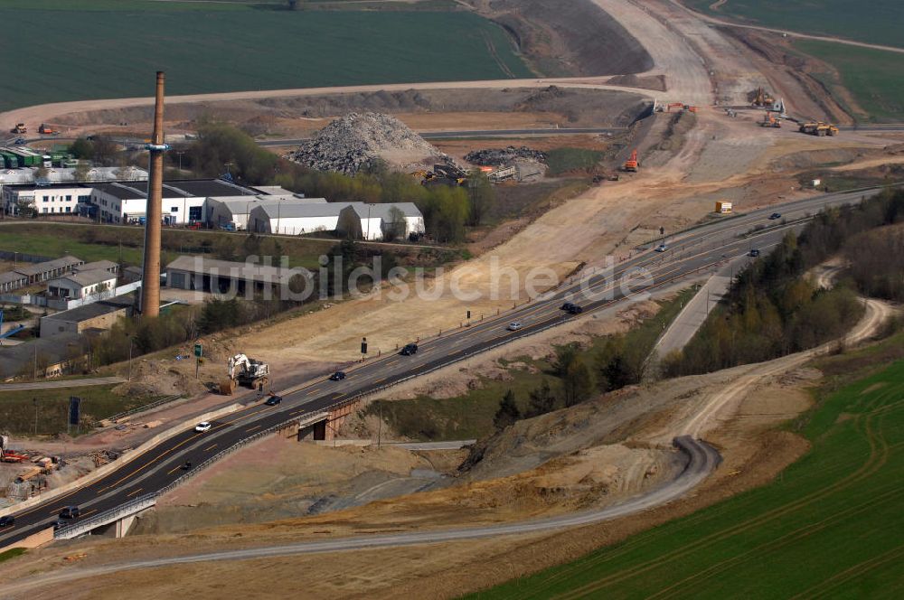 Luftbild Eisenach - Baustelle Neubau A4 Übergang der alten A4 auf die neue A4 Eisenach