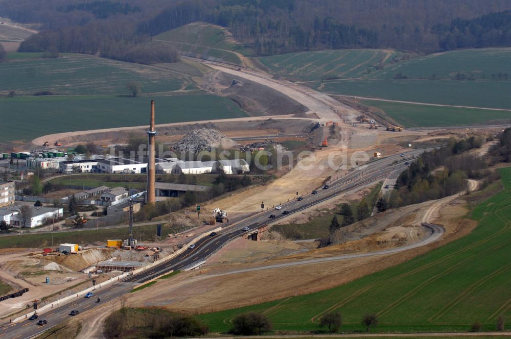 Luftaufnahme Eisenach - Baustelle Neubau A4 Übergang der alten A4 auf die neue A4 Eisenach