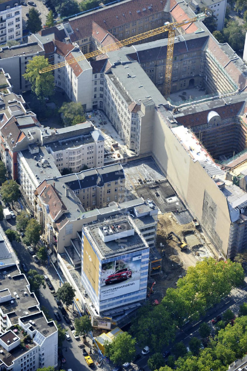 Luftbild Berlin - Baustelle für den Neubau des Büro- und Geschäftshauses ? N° 195 Kudamm ? in Berlin - Charlottenburg