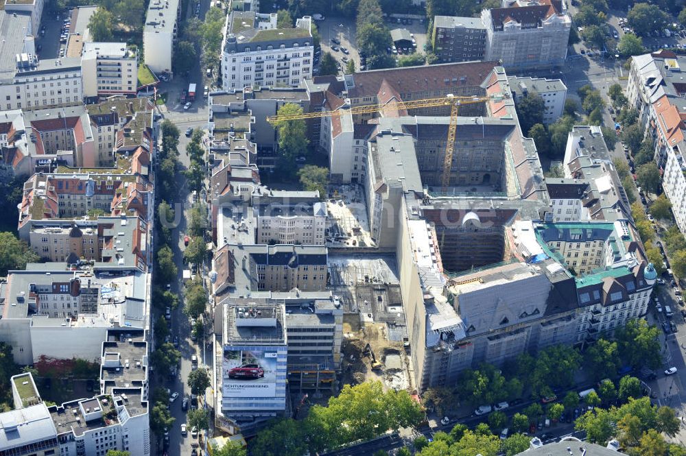 Berlin von oben - Baustelle für den Neubau des Büro- und Geschäftshauses ? N° 195 Kudamm ? in Berlin - Charlottenburg