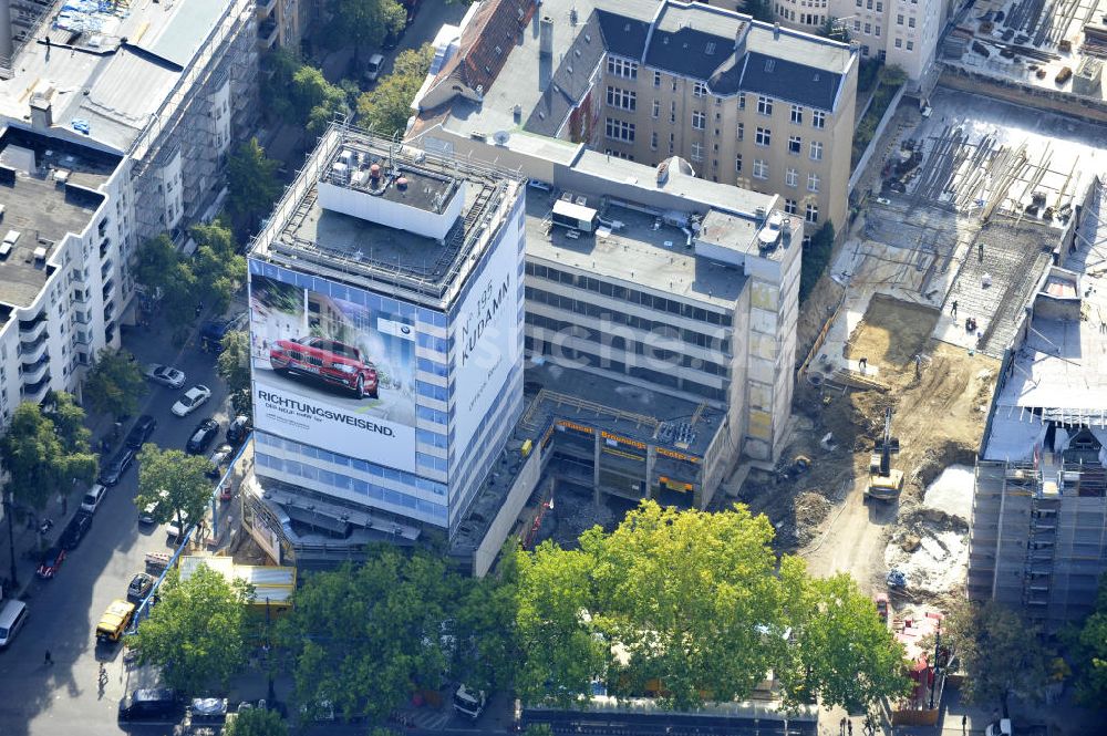 Luftbild Berlin - Baustelle für den Neubau des Büro- und Geschäftshauses ? N° 195 Kudamm ? in Berlin - Charlottenburg