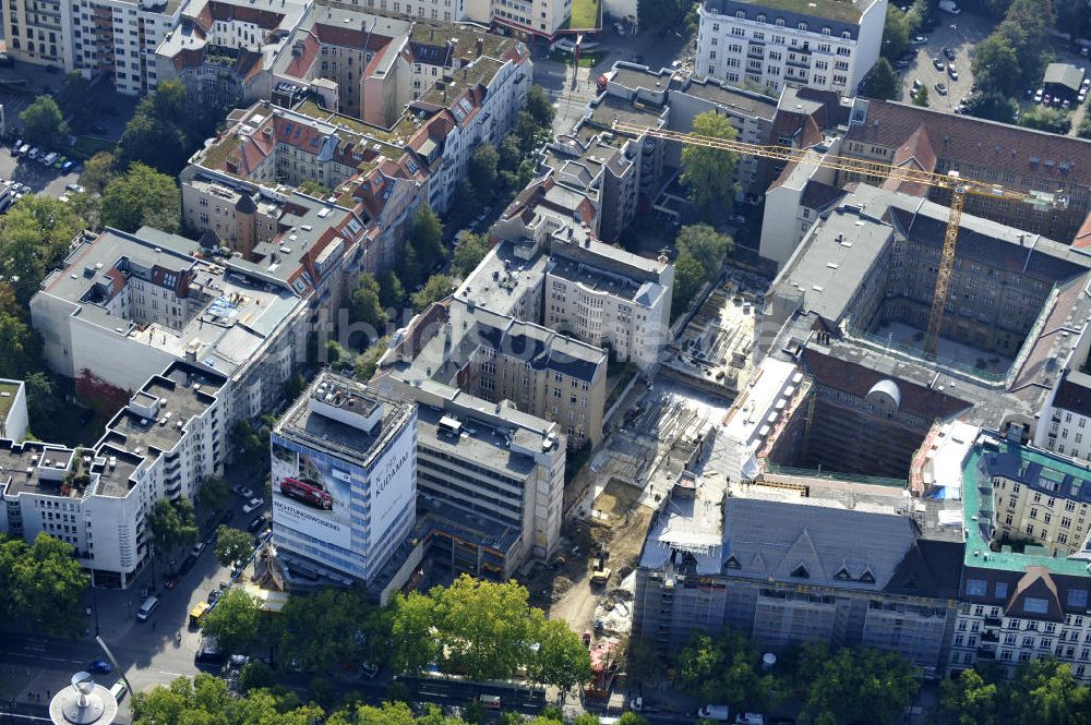 Luftaufnahme Berlin - Baustelle für den Neubau des Büro- und Geschäftshauses ? N° 195 Kudamm ? in Berlin - Charlottenburg