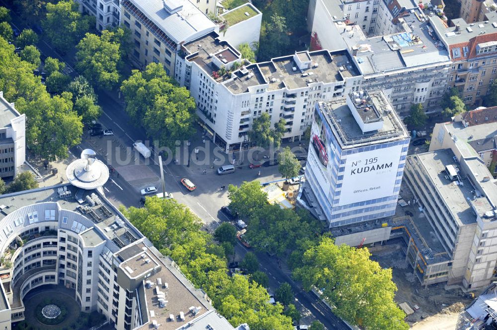 Berlin von oben - Baustelle für den Neubau des Büro- und Geschäftshauses ? N° 195 Kudamm ? in Berlin - Charlottenburg