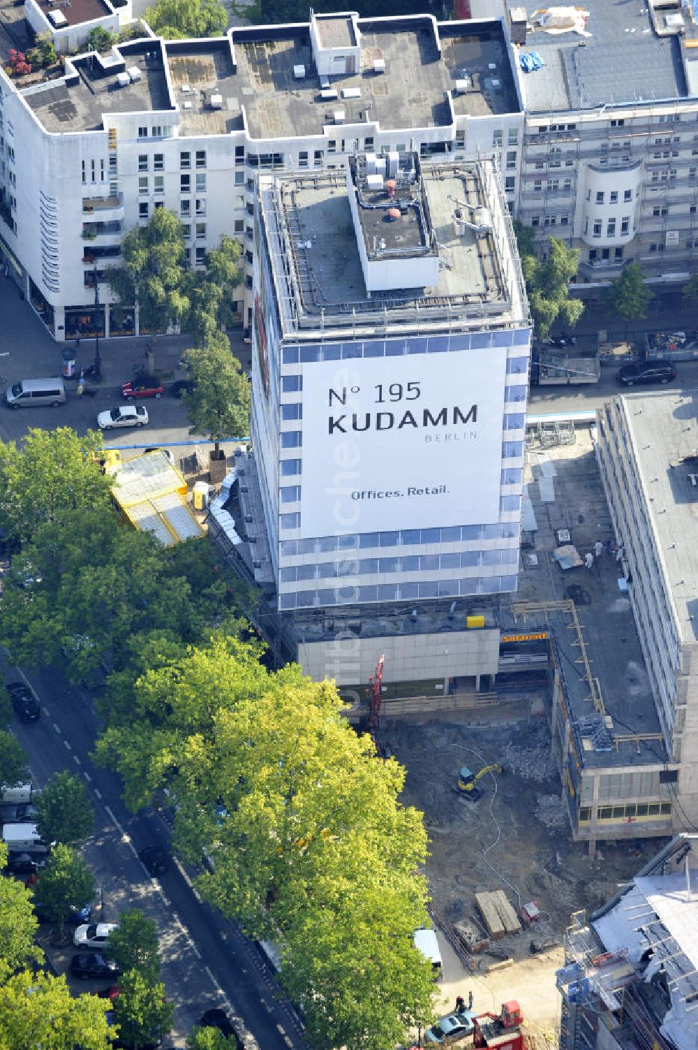 Luftbild Berlin - Baustelle für den Neubau des Büro- und Geschäftshauses ? N° 195 Kudamm ? in Berlin - Charlottenburg