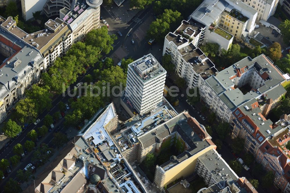 Luftaufnahme Berlin - Baustelle für den Neubau des Büro- und Geschäftshauses ? N° 195 Kudamm ? in Berlin - Charlottenburg