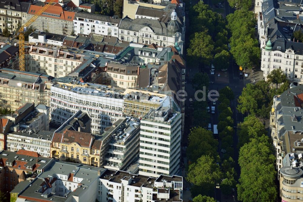 Luftaufnahme Berlin - Baustelle für den Neubau des Büro- und Geschäftshauses ? N° 195 Kudamm ? in Berlin - Charlottenburg