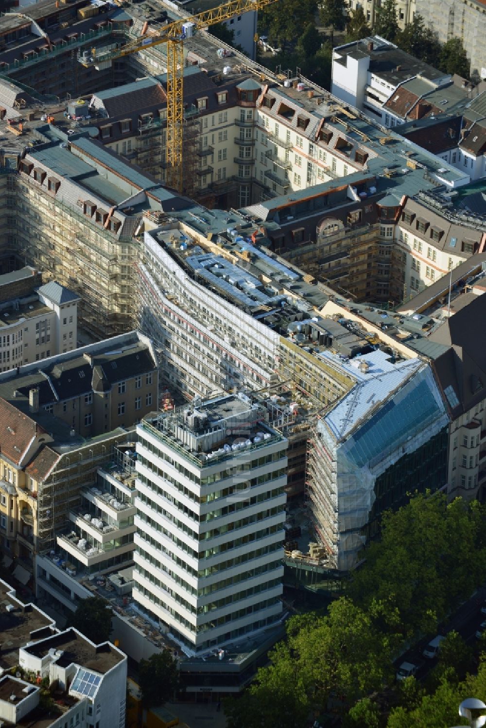 Luftbild Berlin - Baustelle für den Neubau des Büro- und Geschäftshauses ? N° 195 Kudamm ? in Berlin - Charlottenburg