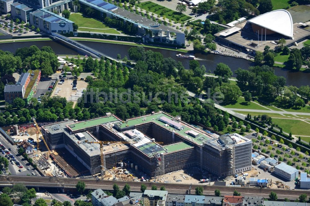 Berlin Moabit von oben - Baustelle für den Neubau des Bundesministeriums des Innern / Innenministerium in Berlin Moabit