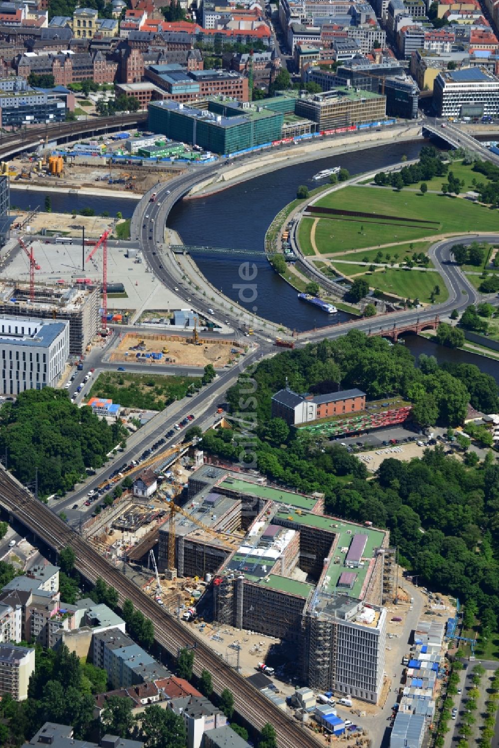 Berlin Moabit von oben - Baustelle für den Neubau des Bundesministeriums des Innern / Innenministerium in Berlin Moabit