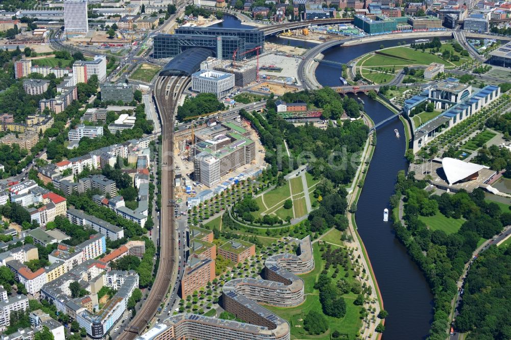 Berlin Moabit von oben - Baustelle für den Neubau des Bundesministeriums des Innern / Innenministerium in Berlin Moabit