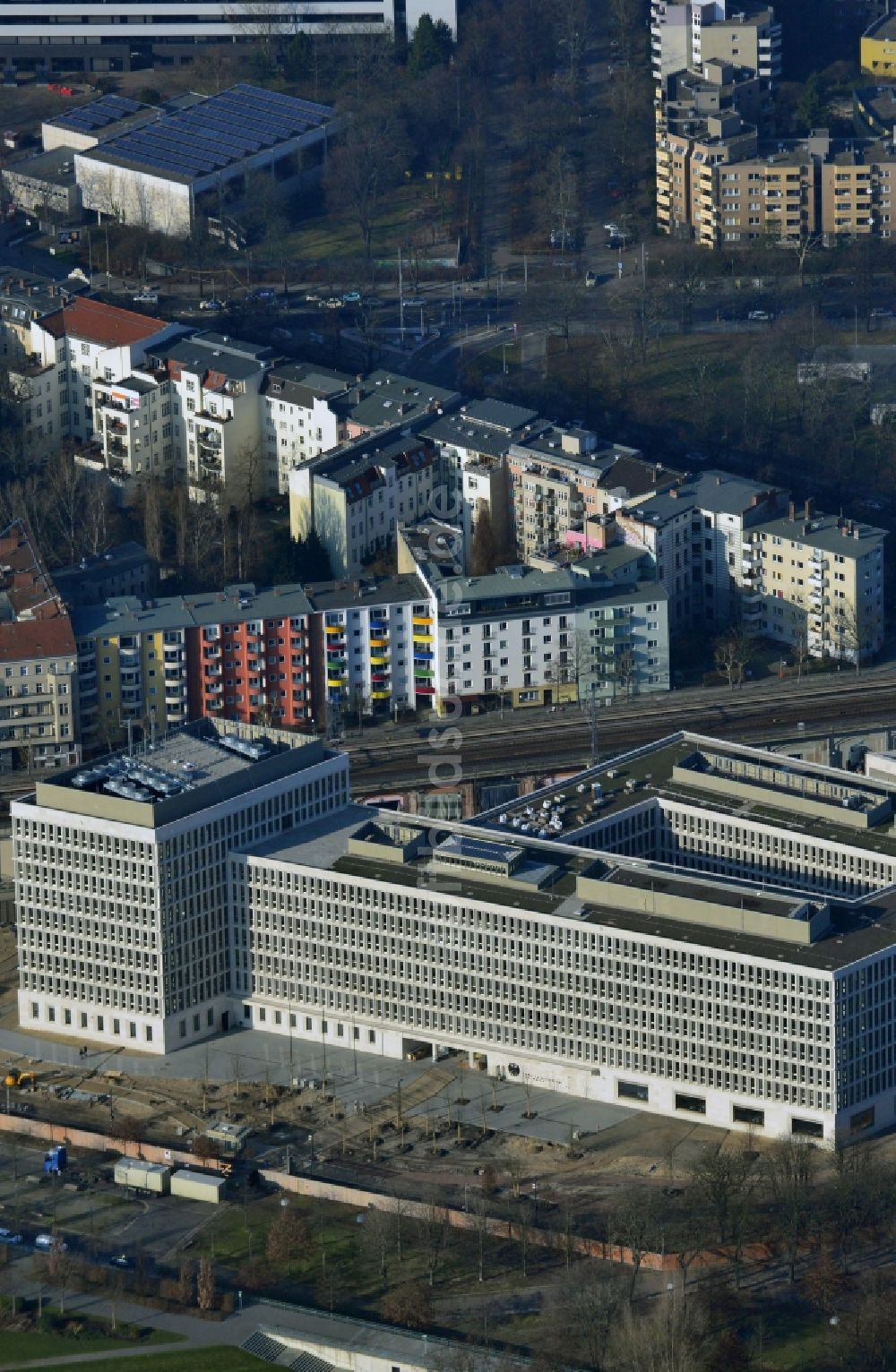 Berlin aus der Vogelperspektive: Baustelle für den Neubau des Bundesministeriums des Innern / Innenministerium in Berlin Moabit