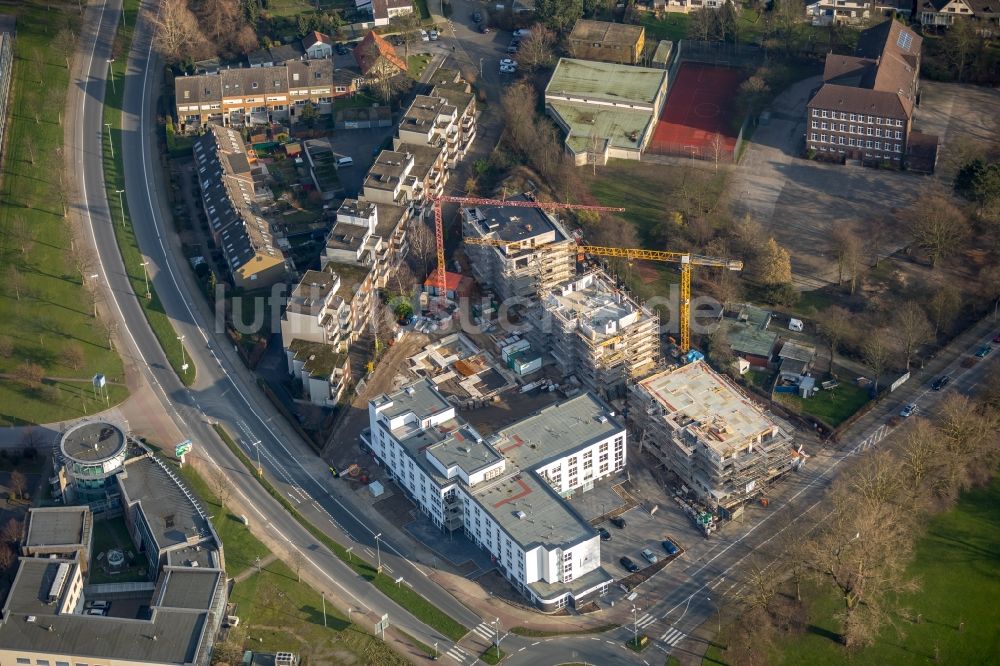 Luftaufnahme Herne - Baustelle der Neubau- Gebäude des Altersheim Seniorencampus Westring -Forellstraße in Herne im Bundesland Nordrhein-Westfalen