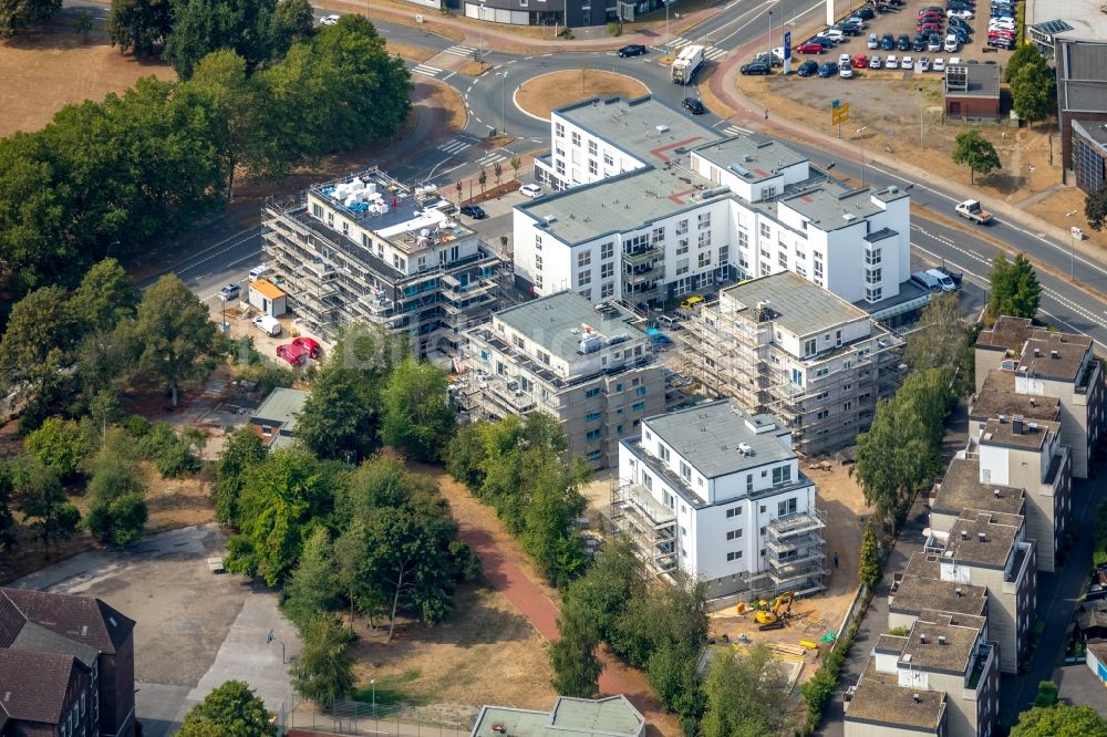 Luftaufnahme Herne - Baustelle der Neubau- Gebäude des Altersheim Seniorencampus Westring -Forellstraße in Herne im Bundesland Nordrhein-Westfalen