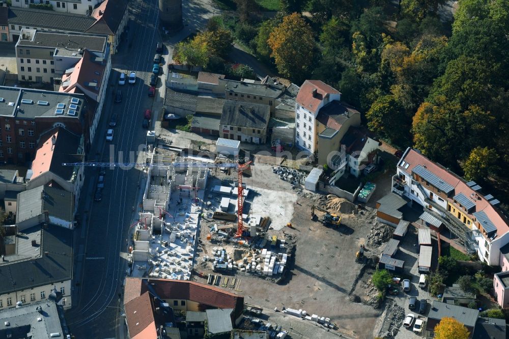 Brandenburg an der Havel aus der Vogelperspektive: Baustelle der Neubau- Gebäude des Altersheim - Seniorenresidenz Pflegeheim Am Plauer Turm an der Plauer Straße in Brandenburg an der Havel im Bundesland Brandenburg, Deutschland