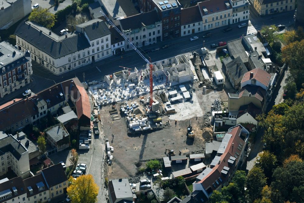 Luftbild Brandenburg an der Havel - Baustelle der Neubau- Gebäude des Altersheim - Seniorenresidenz Pflegeheim Am Plauer Turm an der Plauer Straße in Brandenburg an der Havel im Bundesland Brandenburg, Deutschland