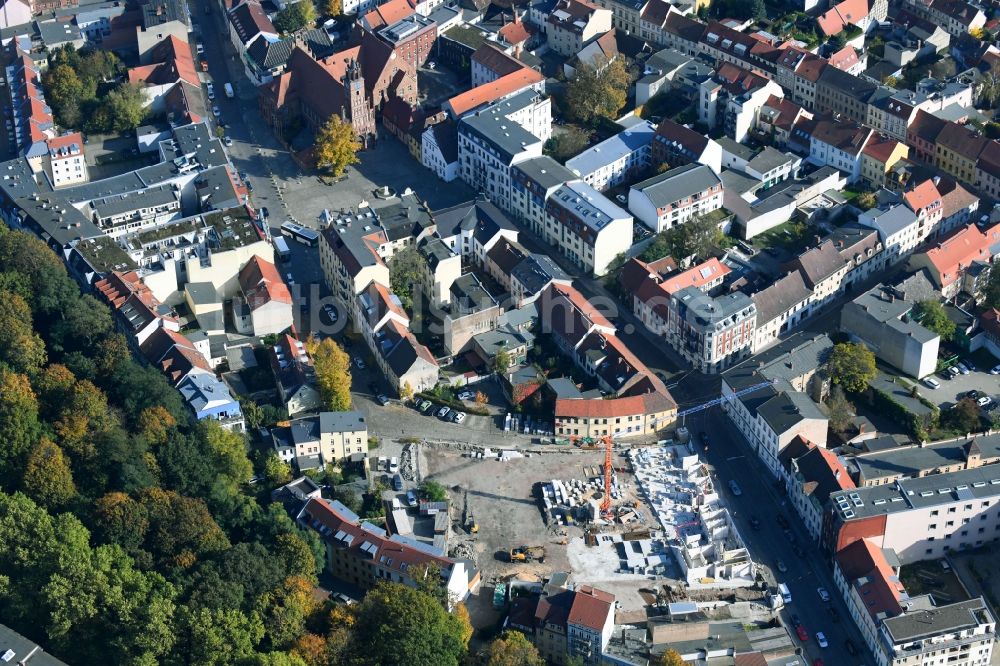 Brandenburg an der Havel von oben - Baustelle der Neubau- Gebäude des Altersheim - Seniorenresidenz Pflegeheim Am Plauer Turm an der Plauer Straße in Brandenburg an der Havel im Bundesland Brandenburg, Deutschland