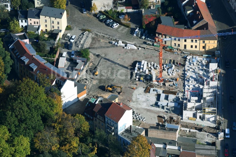 Brandenburg an der Havel aus der Vogelperspektive: Baustelle der Neubau- Gebäude des Altersheim - Seniorenresidenz Pflegeheim Am Plauer Turm an der Plauer Straße in Brandenburg an der Havel im Bundesland Brandenburg, Deutschland