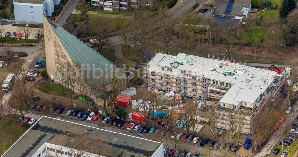 Luftaufnahme Gelsenkirchen - Baustelle der Neubau- Gebäude des Altersheim - Seniorenresidenz Seniorenpark Gelsenkirchen-Buer in Gelsenkirchen im Bundesland Nordrhein-Westfalen, Deutschland