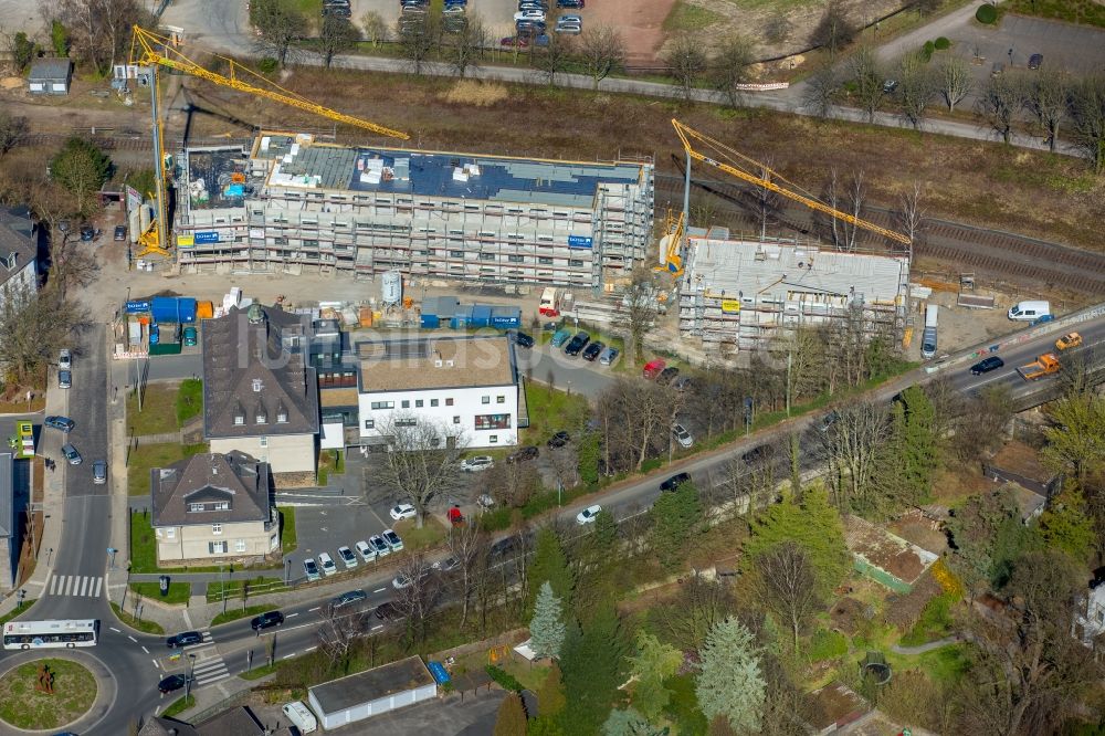 Luftaufnahme Witten - Baustelle der Neubau- Gebäude des Altersheim - Seniorenresidenz an der Wittener Straße im Ortsteil Herbede in Witten im Bundesland Nordrhein-Westfalen