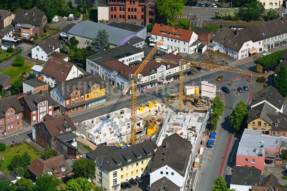 Luftbild Holzminden - Baustelle der Neubau- Gebäude Nordik Care Wohnpark in Holzminden im Bundesland Niedersachsen, Deutschland