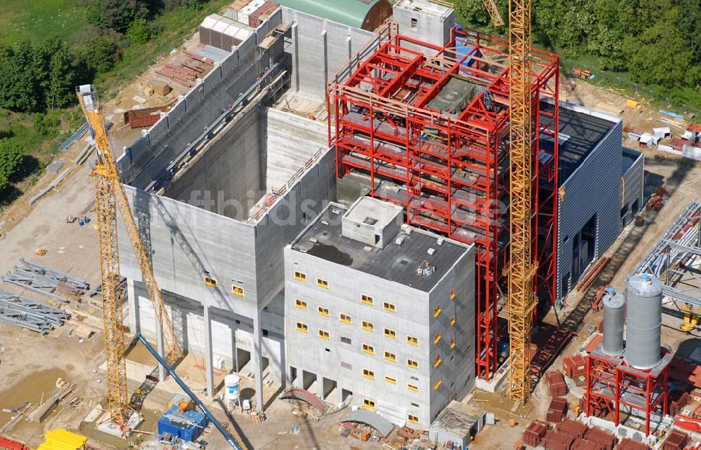 Rüdersdorf von oben - Baustelle Neubau Müllkraftwerk Rüdersdorf